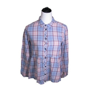 VANILLA Star Blue/Orange Baby Doll Flannel Size Medium